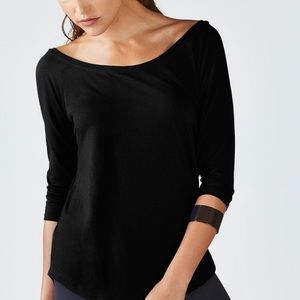 New Fabletics XS/4 Black 3/4 Sleeve Palisades Tee